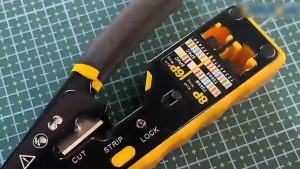 RJ45 Crimp Tool Pass Through Crimper Cutter Connector with Replacement Blade Ethernet Cable Strip