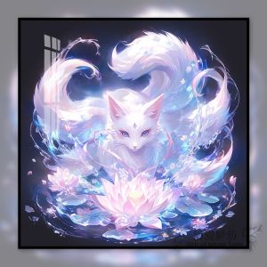 Simple Cross Stitch Kit Modern Minimalist Nine-Tailed Fox Pattern Cotton Fabric Living Room Beginner Friendly Embroidery