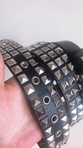 Metal Rivet Belt/Versatile Belt/Punk Rock/Y2K/Adjustable Rivet Bullet Head Belt/Leather Waist Strap with Pin Buckle