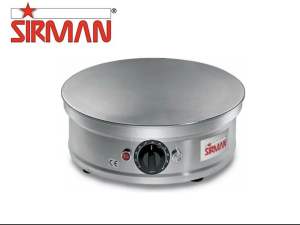 Crepes w/o mould เครื่องเครปไฟฟ้า Crepe machine without mould Sirman-2000w made in Italy/เตาทำขนมเครป โครงเป็นสแตนเลส ผิวหน้าเป็นเหล็กหล่อเคลือบโครเมียม ปรับความร้อนได้ มีไฟแสดงการทำงานของheater