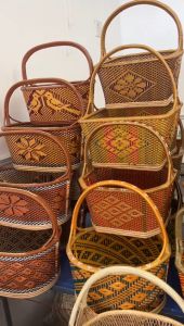 ตะกร้า ทำบุญ ตะกร้าหวาย ตะกร้าใส่ของ ตะกร้าหวาย ทรงรี