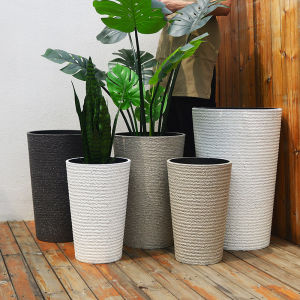 ดินเลียนแบบพืชกระถางพลาสติกขนาดใหญ่พิเศษพร้อมปากขนาดใหญ่และฐานสูงลึกหนาสไตล์นอร์ดิกสําหรับใช้ในบ้าน