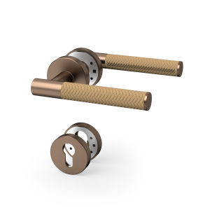 Viladepot Privacy Door Handle Leather Texture Lever Bedroom Bathroom Passage Zinc Alloy Door Lock Without Lock Cylinder