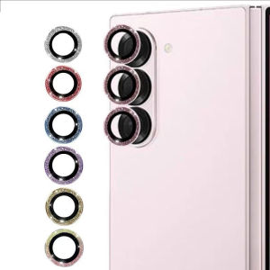 Metal Ring Glitter Diamond Camera Protector For Samsung Galaxy Z Fold 7 6 5 4 Camera Lens Protection Tempered Glass Full Cover