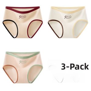 MiiOW | Pure Cotton Antibacterial Extended Crotch Triangle Panties Womens Breathable Comfortable Underwear Simplistic Design Briefs