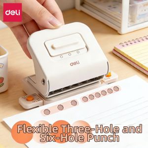 deli | Six-Three Hole Multi-Function A4 Paper Binder Punch for Students Compact and Portable