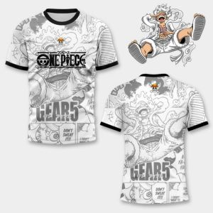 Bandai | Summer 2026 One Piece Luffy "Five-tier Nika Form" Comic-themed 3D Printed Breathable T-shirt for Adults and Children Y2k