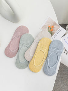 Summer Thin Cotton Boat Socks Women Non-Slip Low Cut Short Socks Invisible Silicone Anti-Slip Breathable Comfortable Short Socks