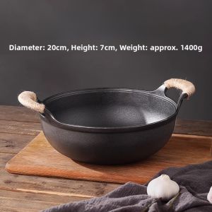 Non-Stick Iron Cast Fortune Pot Double Ear Traditional Chinese Style Cooking Utensil for Home Use Non-Coated Special Small Hot Pot