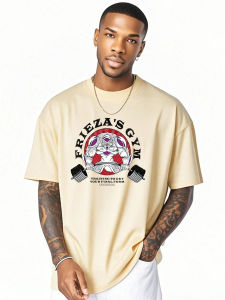 Bandai | Dragon Ball Frieza Gym Anime Print T-shirt Men Cotton Short Sleeve Casual Tops 2025 Summer Streetwear Graphic Tee Y2k Clothes