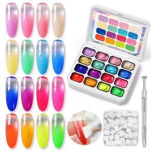 UR SUGAR | UR SUGAR 4 in 1 16 Colors Pat Painting Gel For Gradient Stamping Drawing Pattern UV/LED Gradient Patting Gel Palette