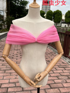 Soft Gown Accessory White Shawl Arm Cover Pink One-Shoulder Slimming Shiny Nylon Tube Top Wedding Dress Binding Summer 2025