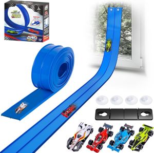 Flexible Race Track for Kids Rolls Up Portable Compatible with Hot Wheels Diecast Cars Christmas Birthday Gifts For Boys