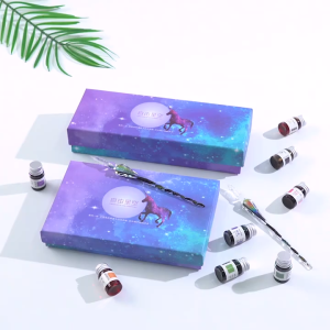 Crystal Glass Dip Pen Set Handmade Starry Calligraphy Art Fountain Pen journaling Ink Vintage Writers Writing Gift Set