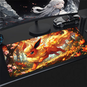 Bandai | P-Pokemon Flareon Large Gaming Mouse Pad Anime Computer Desk Mat Non-Slip Keyboard Pad for PC Gamer Table Accessories