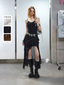 unifree | Irregular Waist-High Design Holiday Lace Dress