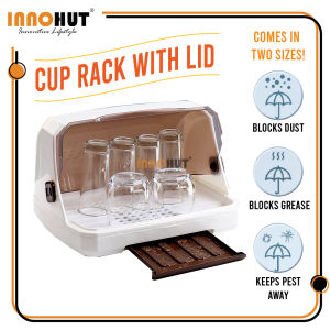 Innohut Multifunction Cup Drainer Kitchen Shelf Cup Storage Box With Cover Dustproof Box Bekas Cawan Cup Holder