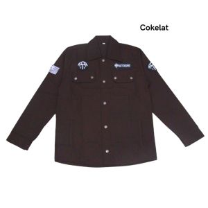 Jaket Pria Anak Muda Trucker Semi Parka Logo Bordir Emblem Abu Navy Kuning Hitam Maroon Hijau Army S M L XL 2XL 3XL