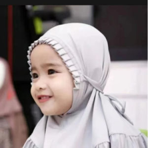 H364 สวย Fit 3-6 ปีสาวน่ารักฮิญาบผ้าพันคอริ้วรอยเด็กมุสลิมผ้าคลุมไหล่ Turban หมวก