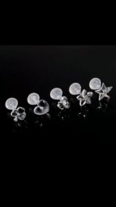 2Pcs/Bag Hypoallergenic Invisible Resin Stud Earring Transparent Heart Star Plastic Pins Ear Piercings Cartilage Helix Earrings