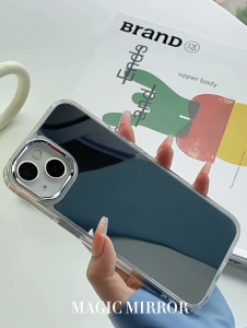 🔥COD🔥ดอกไม้แฟชั่น กรณีกระจกแต่งหน้าสำหรับ เคสโทรศัพท์มือถือ แบบนิ่ม มีกระจก สําหรับ For iPhone เคส 11 13 14 12 15 16 Pro Max เคสไอโฟน11 กรณี Soft TPU Silicon mirror surface Case อ่อน