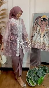 JOGJA FASHION Setelan Baju Batik Couple Muslim Wanita Outer Brukat Renda Oneset Rok Lilit Kondangan