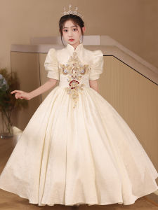 Princess Style Childrens Dress Chinese Wedding Girls Outfit Birthday Performance Costume Polyester Fiber Late Evening Gown