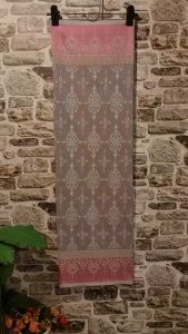 136.ผ้าฝ้าย ผ้าทอทั้งผืน ลายมัดหมี่สไลด์ สีชมพูเขียว