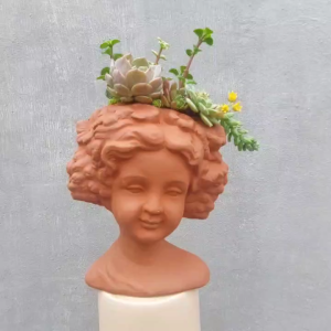 Chậu đất nung chậu sen đá - Quý Bà Rosa ốp tường 191204 miệng 12cm rộng 4cm cao 19cm
