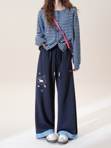 Quần Jeans Nữ Thêu Bổ Cao Bụng Dây Kéo Phong Cách Thư Giãn