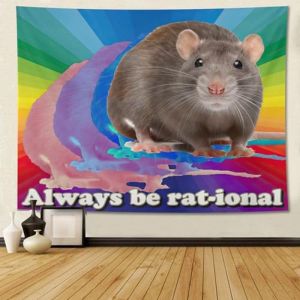 VIKAMA Fun Rational Mouse Meme Tapestry Gradient Slogan Funny Wall Hanging Quirky Wall Decor Bedroom Dormitory