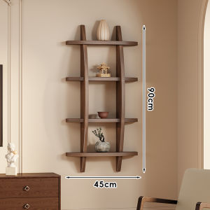 Wall-Mounted Wooden Tea Cup and Teaware Rack
