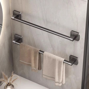 Bathroom Towel Rack Non Perforated Wall Mounted Space Aluminum Storage Rack Towel Storage Rod