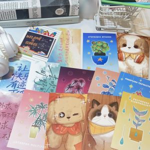 10cps Pet and Postcards in Various Styles Message Commemorative Card Postcard Birthday Gifts suitable for Gifting Mailable.