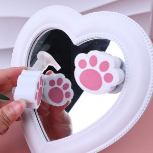 กระจกเช็ดของใช้ในครัวเรือนรูปทรงกรงเล็บแมวการ์ตูนที่สร้างสรรค์ฟองน้ำเช็ดเช็ดกระจกทำความสะอาดกระจกห้องน้ำ