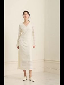Yigue | Lace Hollow Out V-neck Long Slimming Fish Tail Dress