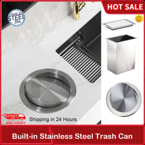 ⚡️Local Warehouse+COD⚡Kabinet dapur Countertop terbina dalam sampah keluli tahan karat boleh tertanam sampah Bin sampah pelongsor dengan tudung