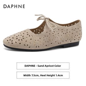 Daphne | Lace-Up Perforated Womens Flats Mary Jane