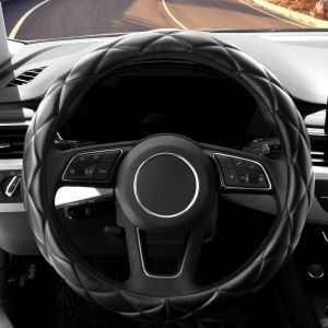 Soft Microfiber Leather Steering Wheel Cover Universal 38cm  Fit Vehicles Sedans SUVs Vans Trucks