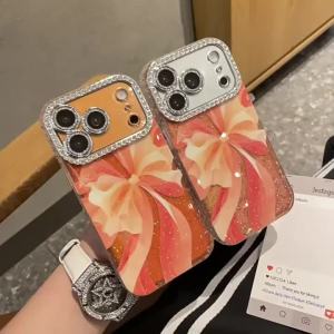 Luxury Diamond Sequins Bowknot Phone Case For iPhone 17 16 15 13 14 12 Pro Max Glitter Lens Flim Shockproof Protective Cover