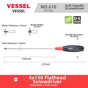 Vessel | High Hardness Electrician Screwdriver Long Shank