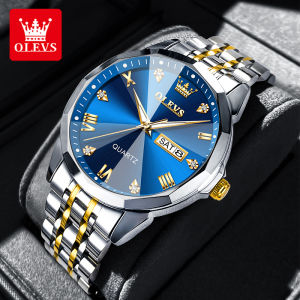 OLEVS Watch For Mans Waterproof Original Branded 2024 New Style Fashion Casual Stainless Steel Calendar Luminous Quartz Watches