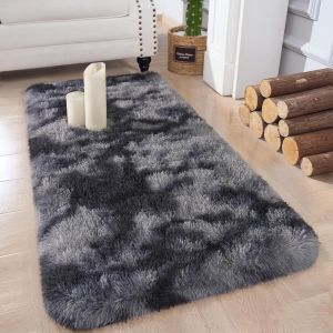VIKAMA Modern Shaggy Runner Rug Soft Bedside Rug for Bedroom Living Room Sofa Runner Hallway Mat Home Decor