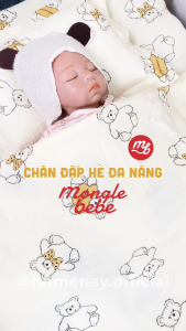Chăn Hè / Chăn Chần Bông 4 Lớp Muslin Cotton Đa Năng Mềm Mịn Cho Bé Mongle Bebe Hàn Quốc