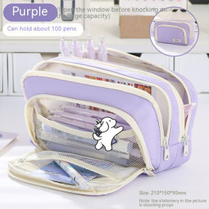 A Large-capacity Multi-layer Pencil Case A Simple Multi-purpose Student Stationery Box And Makeup Storage Bag