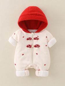 Autumn Winter Baby Girl Clothes Cotton Filled Romper One Month Old Full Month Princess Style Outfit for Crawling And Outdoor