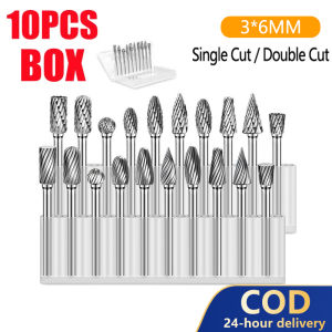 10PCS Tungsten Carbide 3x6mm Drill Bits Rotary Burrs Metal Diamond Grinding Woodworking Milling Cutters For Drill Bits
