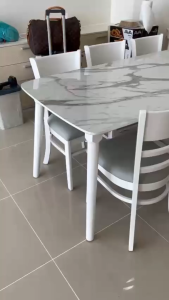 Bộ Bàn Ăn 6 Ghế – Mặt Giả Đá Trắng Cao Cấp Phong Cách Hiện Đại