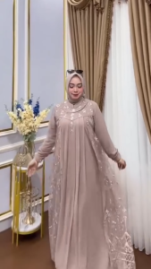 Dress Kondangan Wanita Amara • Ceruty Babydoll Mix Brukat Payet • Gamis Mewah Terbaru 2026