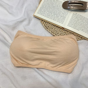 Slimming Vest Top Strapless Bralette Womens Gathered Chest Black Summer New Style Fashionable Back Design Underwear